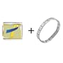 Blue And Yellow Ribbon Awareness Italian Charm