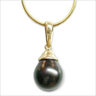 Aura a Drop Black Tahitian cultured pearl pendant - Yellow Gold