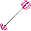 Pink Purple Candy Striped Half Ball Barbell Tongue Ring