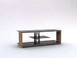 WCI Quality 3-Tier TV Stand For Televisions Screens And Monitors Up To 85 Pounds - Chic Wood Furniture And Tempered Glass - Modern Decor For Homes And Living Rooms