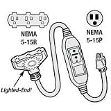 Prime GF320803 Shock Safe 3-Feet 12/3 Yellow In-Line Ground Fault Circuit Interrupter Triple Tap Adapter