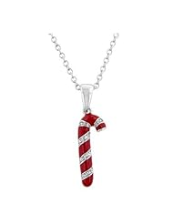 Enamel Candy Cane Pendant Necklace