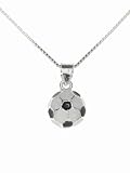 Sterling Silver Enamel Painted Soccer Sports Pendant with Snake Chain