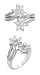 Jewelry : 2 FLOWER CUBIC ZIRCONIA RING