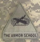 Armor School ACU Patch - Foliage Green with hook fastener