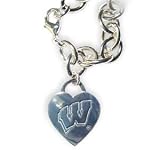Wisconsin Badgers Heart Charm Chain Bracelet