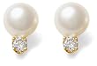 Akoya Cultured Pearl 7.5-8.0mm Earrings w/ Diamond (.30ctw)
