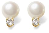 Akoya Cultured Pearl 7.5-8.0mm Earrings w/ Diamond (.30ctw)
