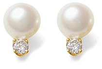 Akoya Cultured Pearl 7.5-8.0mm Earrings w/ Diamond (.30ctw)