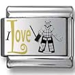 Black and Gold I Love Hockey Laser Italian Charm