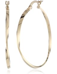 14K Italian Yellow Gold High Polish Soft Ripple Hoop Earrings