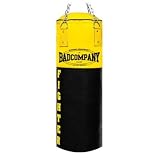 Profi Fighter Vinyl Boxsack schwarz / gelb 80 x 35cm gef�llt inkl. Heavy Duty Vierpunkt-Stahlkette