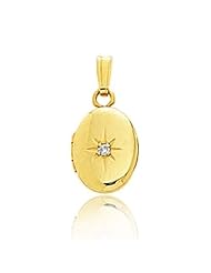 14K Yellow Gold Oval Baby Diamond Locket (12 x 8mm)