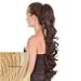 Queue de cheval ondulée/bouclée postiche - Brun clair au blond| Doux et soyeux cheveux synthetique | 53cm de long | Attachment cordon et double peigne