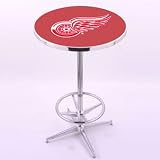 Holland Bar Stool Co. Detroit Red Wings Chrome Pub Table