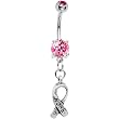 Handcrafted Pink Gem Breast Cancer Belly Ring