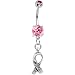 Handcrafted Pink Gem Breast Cancer Belly Ring