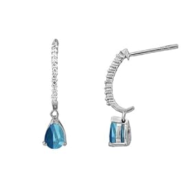 10k White Gold Blue Topaz and Diamond Earrings by Blue-Topaz Jewelry