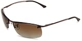 Ray-Ban Men's RB3183P 014 T563 Polarized Wrap Sunglasses - Brown Frame Brown Gradient Lens - One Size