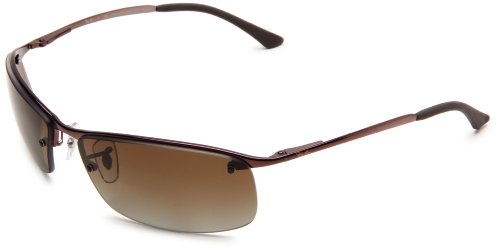 Ray-Ban Men's RB3183P 014 T563 Polarized Wrap Sunglasses - Brown Frame Brown Gradient Lens - One Size product image