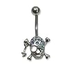 ainless Steel Belly Ring with Blue Australian Crystals - skull and crossbones 14g/5mm ball