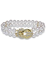 6.5x7mm AAA Quality Japanese Akoya Double Strand Bracelet - 8 inches (Loop Clasp)