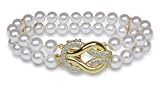 6.5x7mm AAA Quality Japanese Akoya Double Strand Bracelet - 7 inches (Loop Clasp)