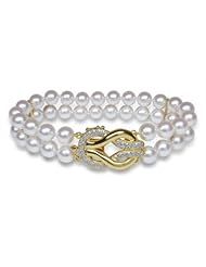 6.5x7mm AAA Quality Japanese Akoya Double Strand Bracelet - 7 inches (Loop Clasp)