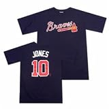 Chipper Jones Atlanta Braves #10 Navy Name And Number Jersey T-Shirt