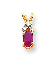 14K Gold Ruby Diamond Pendant July Birthstone Jewelry