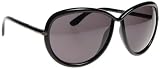 Tom Ford Women's 0161 Sabrina Black / Gunmetal Details Frame/Dark Grey Lens Plastic Sunglasses