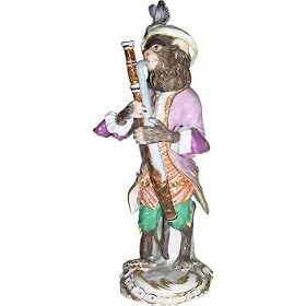 Meissen hand painted Munkey Band Sculpture entitled Bassoon Player by Meissen