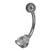 Ti Prong-set Faceted Gem Curved Barbell: 14g 5/16, 3/16 Ti Ball & 6mm White CZ Gem