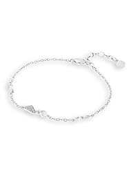 (X1000Diamond) 18K/750 White Gold Twisted Leaf Diamond Bracelet 6.5" + 1" (0.08ct, G-H Color, VS2-SI1 Clarity)