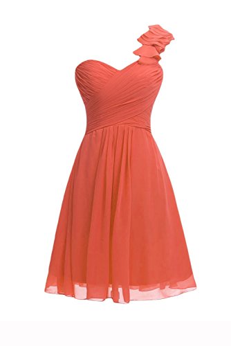 Deardresses Women's One-shoulder Chiffon Short Bridesmaid Prom Dress