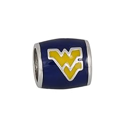 Teagan Collection West Virgina Mountaineers Gold WV on a Blue Bead