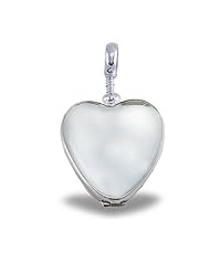 Sterling Silver Heart Shaped Glass Dome Locket Sterling Silver 1.1 Inch x 1.1 Inch