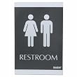 U.S. Stamp & Sign 4249 ADA Signs,"Restroom", Adhesive, 6 in.x9 in., Silver/Black
