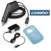 Durable Flexible Light Blue Silicone Skin Case + Car + Home Travel Charger For SanDisk Sansa Clip