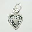 Little Double Sided Heart Charm with Lined Border in Sterling Silver, #9036