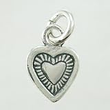 Small Sterling Silver Double Sided Heart Charm, #9036