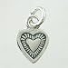 Little Double Sided Heart Charm with Lined Border in Sterling Silver, #9036