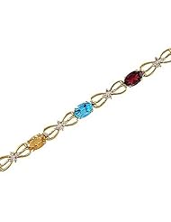 14kt Yellow Gold Oval Multi Color and Diamond Bracelet
