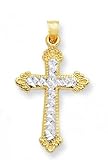 14K Two-Tone Gold Cross - 1.5