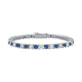 Sapphire and Diamond Tennis Bracelet : 14K White Gold  3.00 CT TGW
