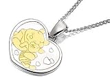 Disney Gold Plated On Sterling Silver Winnie The Pooh And Piglet Heart Pendant And Chain