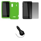 EMPIRE Neon Green Silicone Skin Case Cover + Screen Protector + Retractable ....