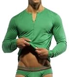 C-IN2 Flourite Green Long Sleeve Henley 1808-FLG