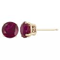 14k Yellow Gold 6mm Round Lab Created Ruby 4-Prong Stud Earrings