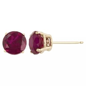 14k Yellow Gold 6mm Round Lab Created Ruby 4-Prong Stud Earrings by Amazon.com Collection